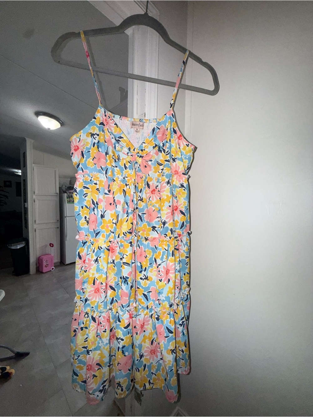 Floral Spaghetti-Strap Sundress - Pink, Yellow & Blue